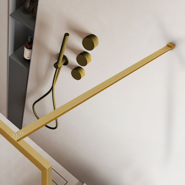 душевая перегородка vincea walk-in 70 vsw-1hp700flbg профиль брашированное золото, стекло рифленое