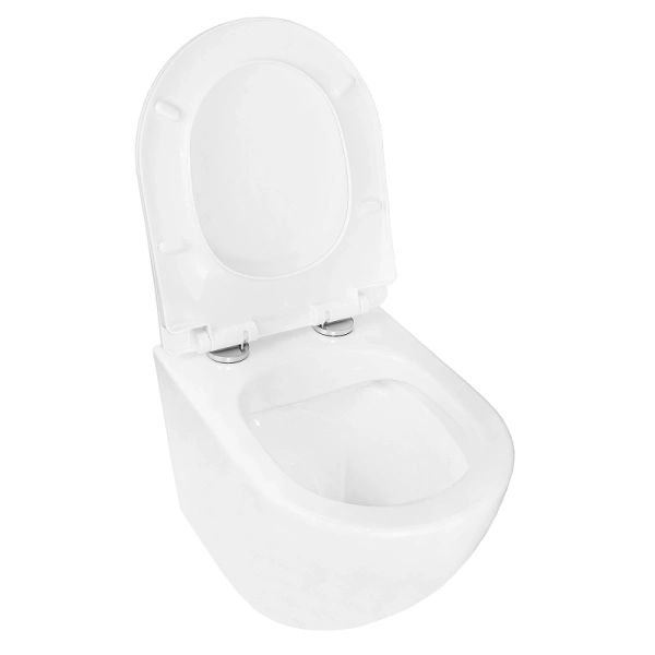 унитаз azario pro cs-1049sb подвесной, безободковый, с сиденьем полипропилен микролифт, 48x36x35 см,белый