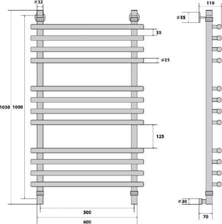 полотенцесушитель водяной energy ideal 100x50