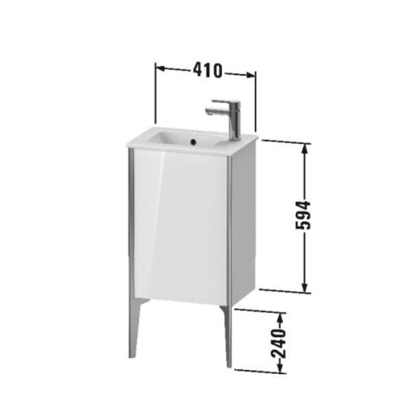 duravit xviu тумба подвесная 594x410x290мм, для раковины #072343, 1 дверь, (петли справа), цвет: walnut dark/черный матовый