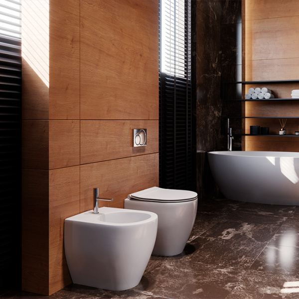 унитаз напольный приставной kerasan flo 311001, слив универсальный, цвет: белый