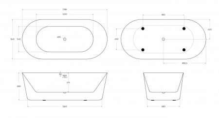 слив-перелив для belbagno bb03/bb09 bb39-ovf-oro, золото