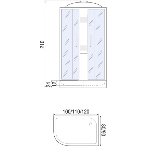 душевая кабина river nara 110x80x26 мт r 10000002819 профиль матовый хром задняя стенка белая