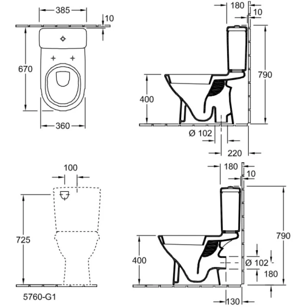 бачок для унитаза villeroy & boch o.novo 5760g101