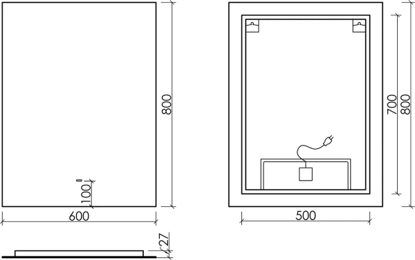 зеркало sancos square 60 60