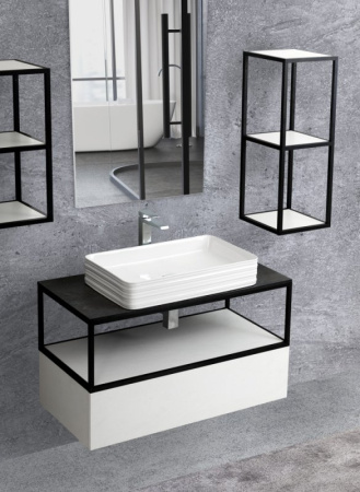 полка для консоли под раковину cezares cadro 80 cadro-80-mens-bianco белая матовая