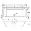 акриловая ванна riho rething cubic 180x80 см, заполнение через перелив, белая матовая, br08c1500000000