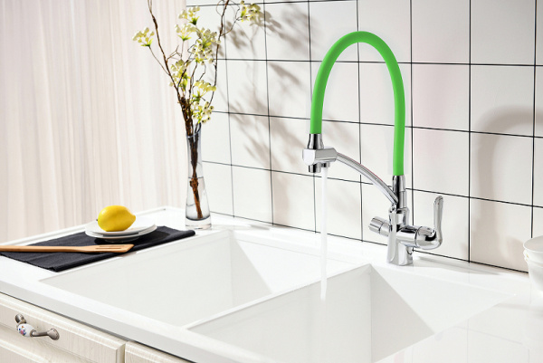 смеситель для кухни lemark comfort lm3070c-green хром зеленый