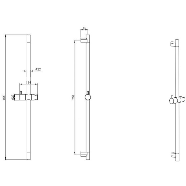 душевая штанга aquatek aq2000mb черная матовая