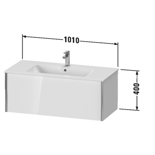 duravit xviu тумба подвесная 400x1010x480мм, для раковины #233610, 1 ящик, цвет: walnut dark/черный матовый