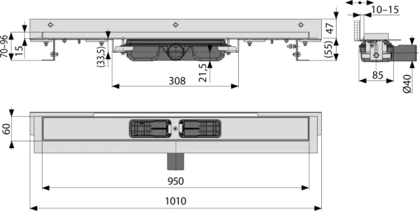 душевой лоток alcaplast apz104-950 без решетки душевой лоток alcaplast apz104-950 без решетки