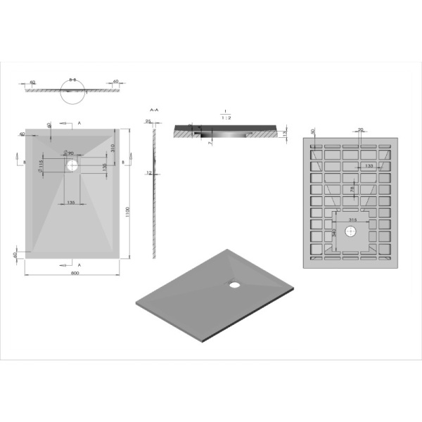 душевой поддон из литого мрамора 110×80 см vincea vst-4sr8011w