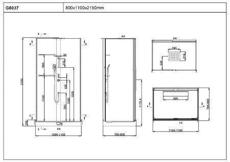 душевая кабина black&white galaxy g8037 110x80 8037000 с гидромассажем