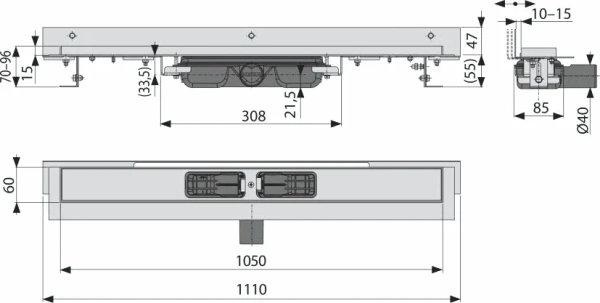 душевой лоток alcaplast apz104-1050 без решетки душевой лоток alcaplast apz104-1050 без решетки
