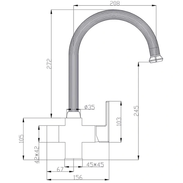 смеситель для кухни zorg antic a 52 kf-br
