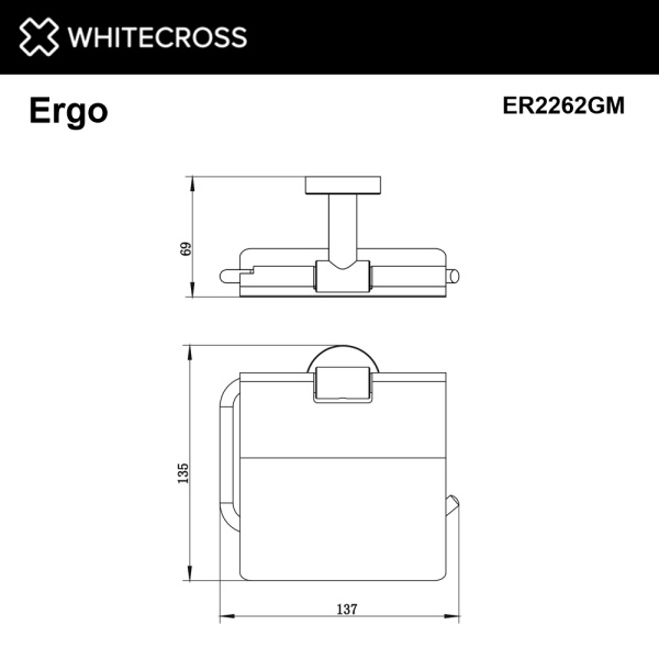 Держатель туалетной бумаги Whitecross Ergo ER2262GM с крышкой, оружейная сталь