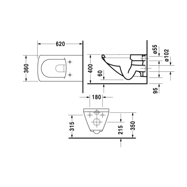 унитаз подвесной duravit caro 0198090000, цвет белый