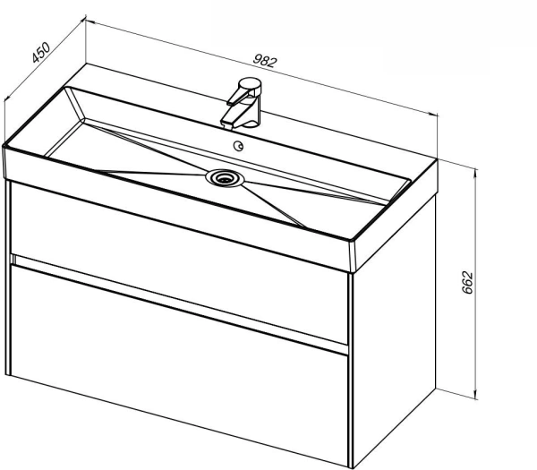 тумба под раковину aquanet бруклин 100 антрацит матовый, 00310139