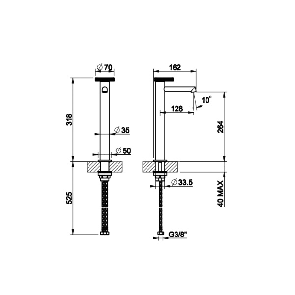 gessi gessi anello смеситель для раковины высокий с коротким изливом. без донного клапана, цвет: хром