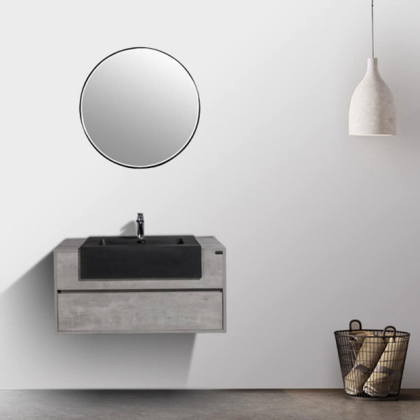 комплект мебели для ванной black&white universe u903.1000 подвесной пепельный