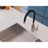 смеситель для кухни cersanit melar a68235 с гибким изливом, сатин/черный