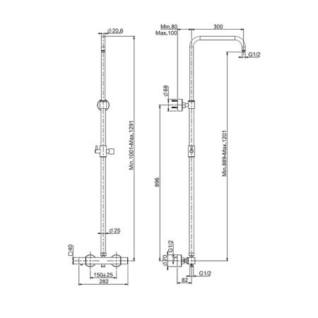 смеситель для душа fima carlo frattini wellness f4255scr, термостатический, внешнего монтажа, с душевой стойкой, цвет хром