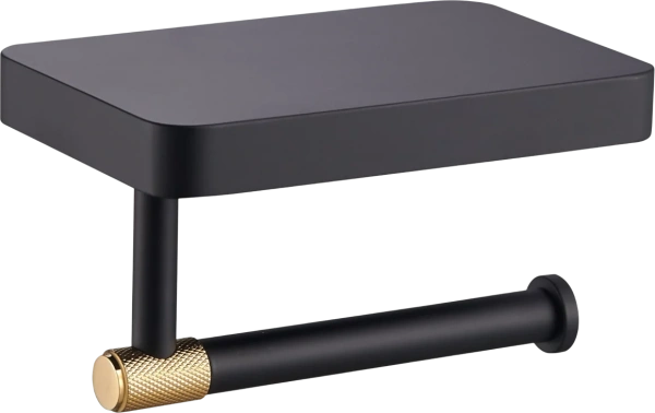 Держатель туалетной бумаги Wonzon & Woghand Majestic WW-9226 черный, золото, с полкой