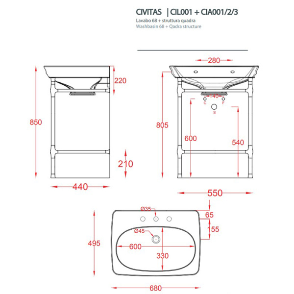 artceram civitas металическая структура quadra 55х44хh80,5см, полка стекло, напольная, цвет: розовое золото