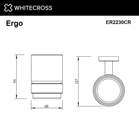 стакан whitecross ergo er2230cr для щеток, подвесной, стеклянный, хром
