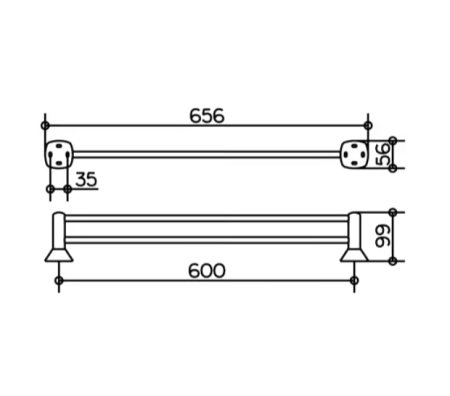 полотенцедержатель двойной 60 см keuco city.2 02703 010600
