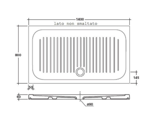 душевой поддон galassia flat 1025 140×80 белый