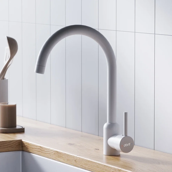 смеситель для кухни dorff logic d3007033 белый