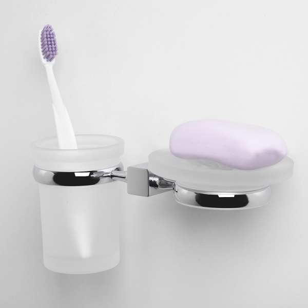 Стакан для зубных щеток WasserKRAFT Lippe K-6526 с мыльницей, цвет хром