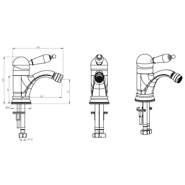 смеситель boheme provanse 366 для биде, без донного клапана, бронза
