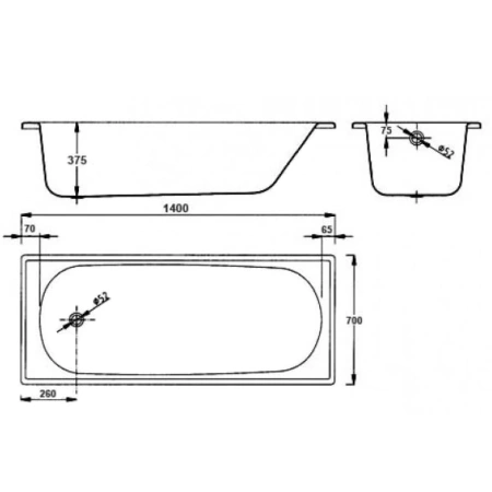 ванна стальная blb europa b40esls 140x70 см, белый