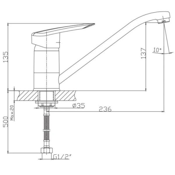 смеситель для кухни haiba hb4907 цвет хром