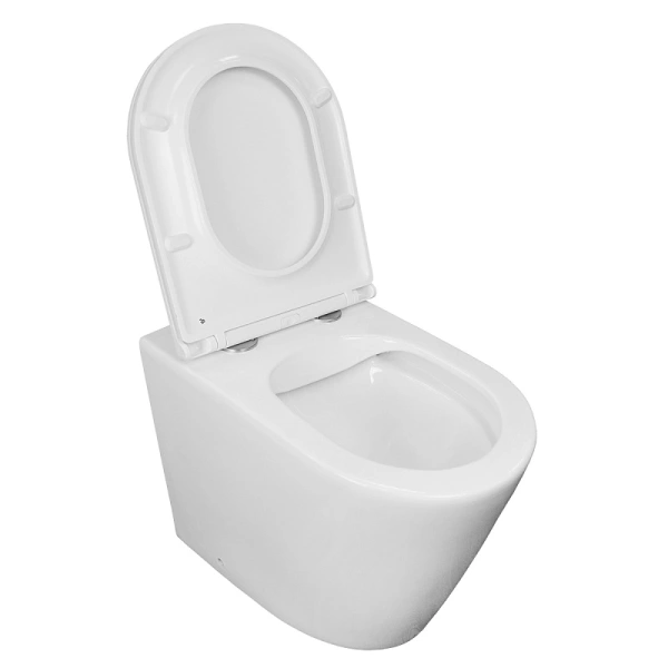 унитаз azario teramo az-1003dnr приставной, горизонтальный слив, с сиденьем микролифт, 58х36х43 безободковый, белый