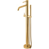 Смеситель Paffoni Light LIG032HGSP для ванны, напольный, с душевым гарнитуром, излив 28.4 см, h92 см, золотой матовый