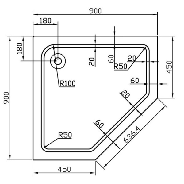 душевой поддон 90×90 см vincea vst-2ap-9090