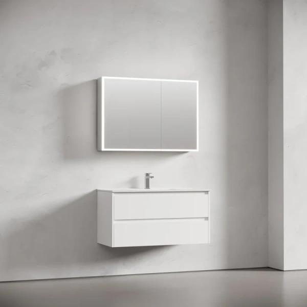 зеркальный шкаф из алюминия для ванной комнаты sancos evoke1000x700х136 мм с led подсветкой sc80100