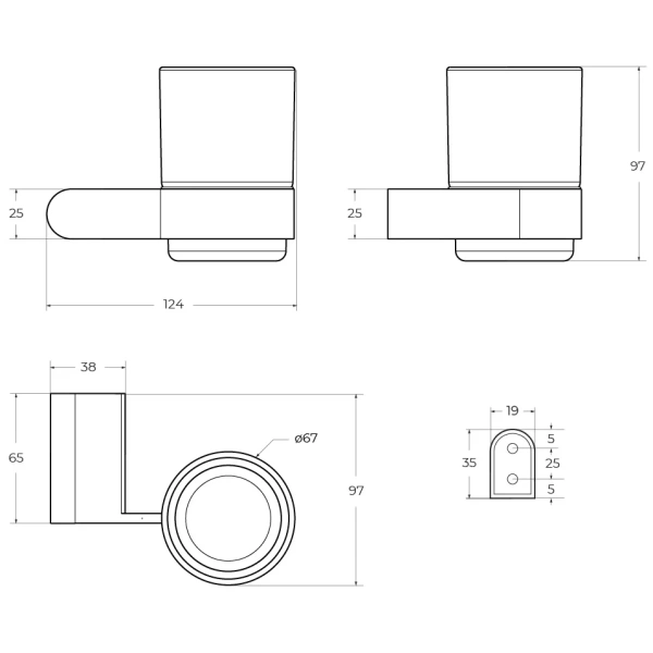 Стакан для зубных щеток Cezares Stylus STYLUS-TUMS-01 настенный, хром