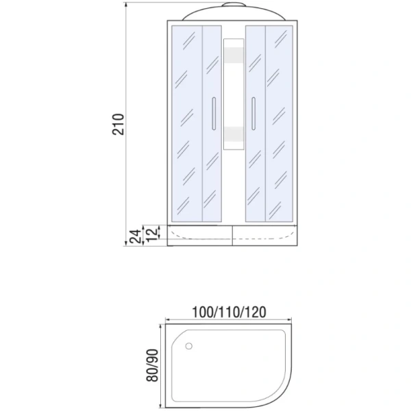 душевая кабина river nara 110x80x26 мт l 10000002815 профиль матовый хром задняя стенка белая
