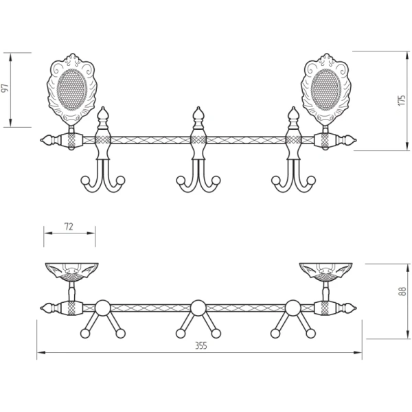 Вешалка для полотенец Migliore Cleopatra 16635 цвет бронза