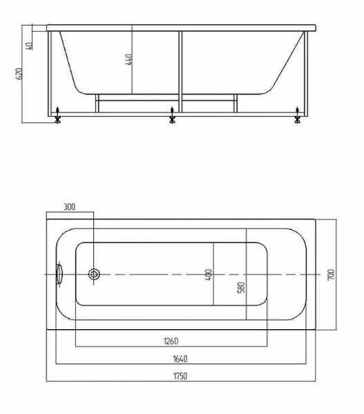 акриловая ванна aquatek eco-friendly мия 175x70 miy175-0000001 без панелей, каркаса и слив-перелива