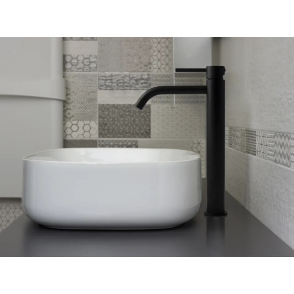 смеситель paffoni light lig081no для раковины, без донного клапана, высокий, излив 16.2 см, черный матовый