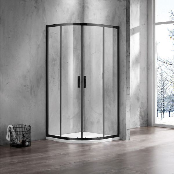 душевой уголок azario milton 100×100 az-nd2142 1000 профиль черный, стекло прозрачное