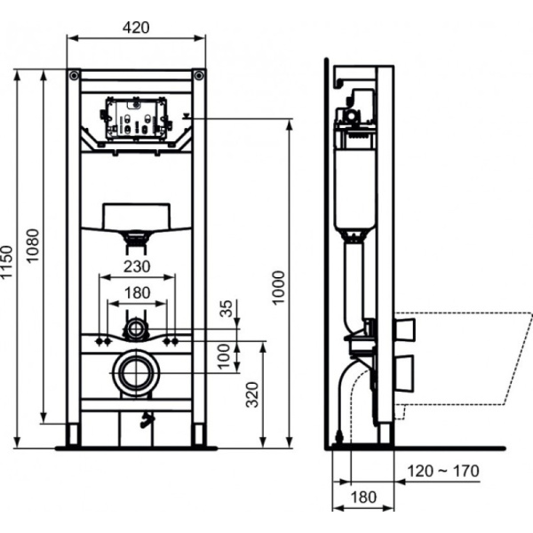 инсталяции в туалет ideal standard prosys r015467
