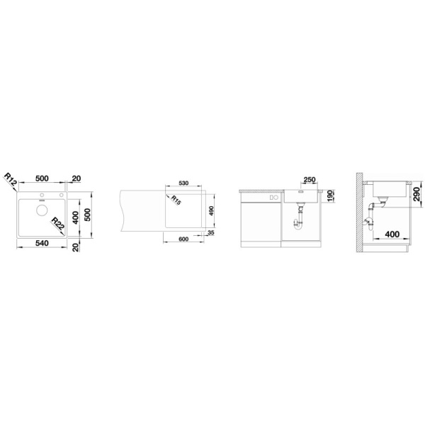 кухонная мойка blanco andano 500-if/a infino зеркальная полированная сталь 525245