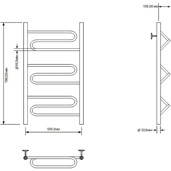 полотенцесушитель водяной aquanet paolo 80x50 266733 хром