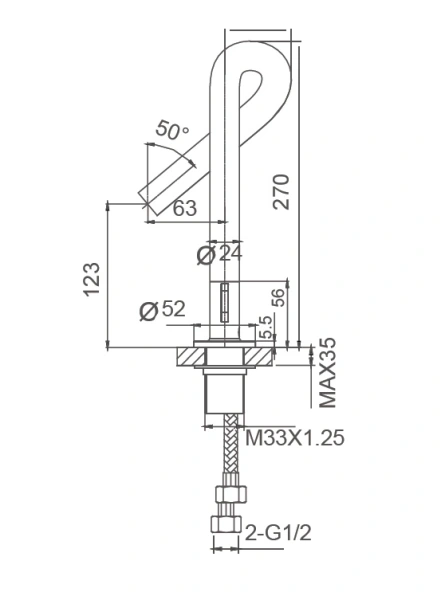 смеситель для раковины wonzon & woghand loop ww-111-00-508 черный матовый